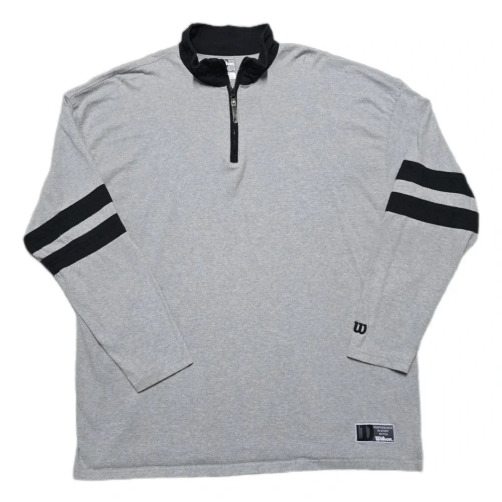 Wilson 1/4 Zip Jacket Pullover Mens XXL 2XL‎ Gray Fleece Rugby Style Tennis Golf